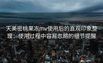 天美密桃果冻mv使用后的直观印象整理：使用过程中容易忽略的细节提醒
