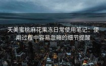 天美蜜桃麻花果冻日常使用笔记：使用过程中容易忽略的细节提醒