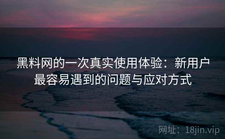 黑料网的一次真实使用体验:新用户最容易遇到的问题与应对方式 第2张 黑料网的一次真实使用体验:新用户最容易遇到的问题与应对方式 第2张